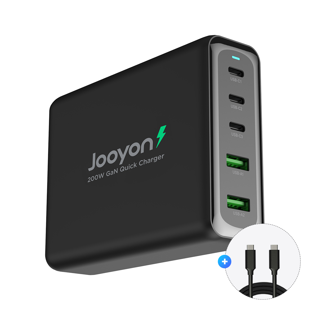 주연테크 캐리밥 200W 5포트 올인원 PD 고속충전기 USB-C 케이블포함 PPS PD3.0 QC3.0 200W 노트북 스마트폰 - 상세 이미지 2