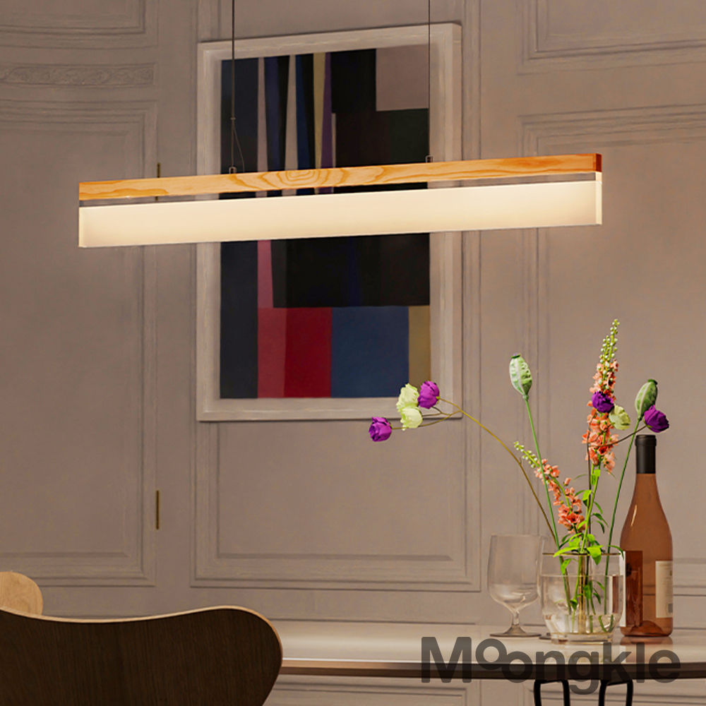 뭉클조명 헤이즈 LED 식탁등 원목 월넛 850 펜던트 조명