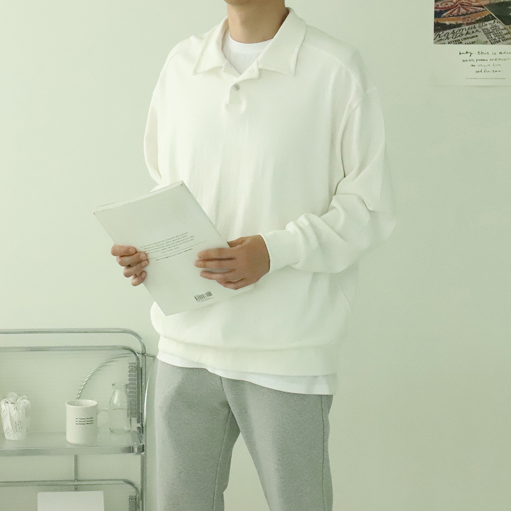 1+1 남자맨투맨 오버핏 남성카라티 커플맨투맨 - 상세 이미지 4