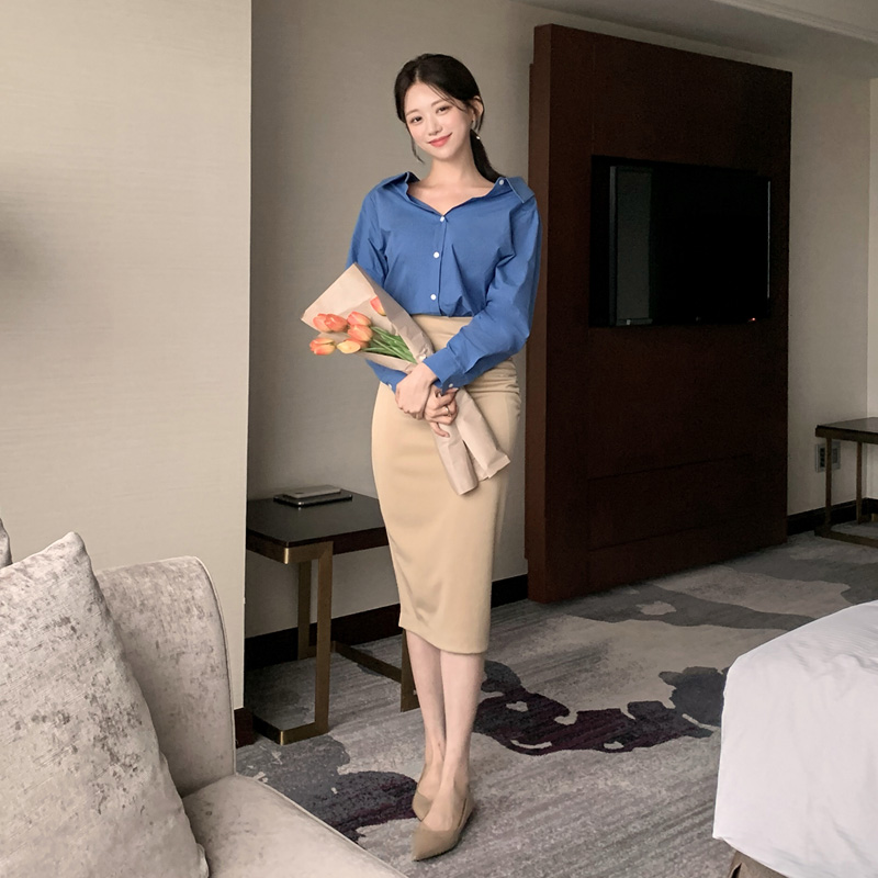 (국내제작)센슈얼 옆셔링 일자 롱 스커트 sk5978 이미지 2