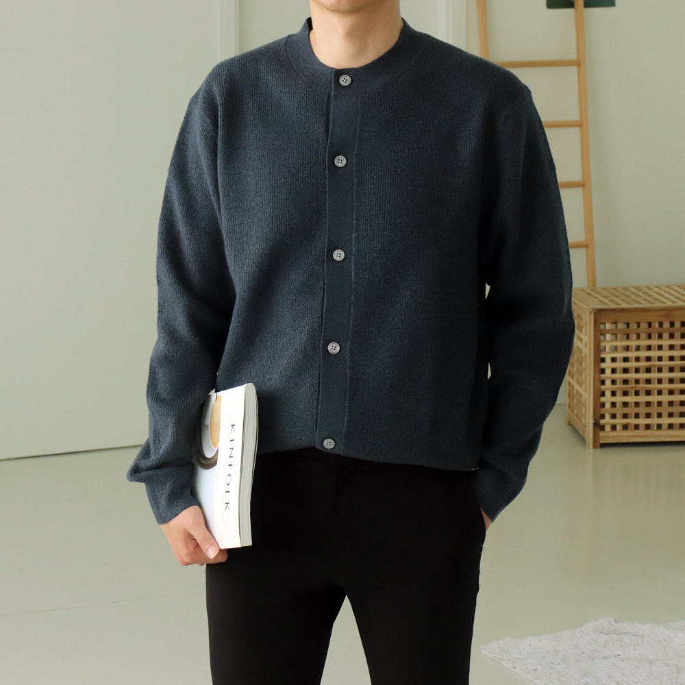 남자가디건 남자 캐시미어 라운드 하찌 두꺼운 니트 가디건