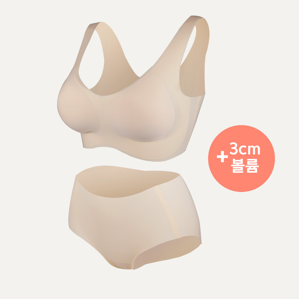 [N배송]크라시앙 리얼컴포트 볼륨브라 세트 2type 심리스 노와이어 편한 3cm 뽕브라 A컵 풀컵 - 상세 이미지 2