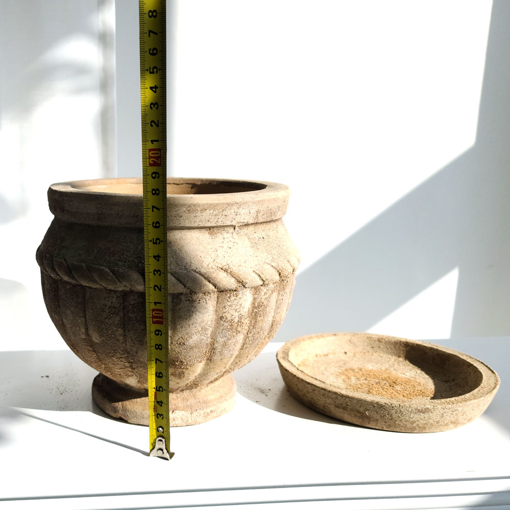 베하몰 테라원 빈티지 아쿠아 토분 TC07 21x18cm 받침셋트 - 상세 이미지 5