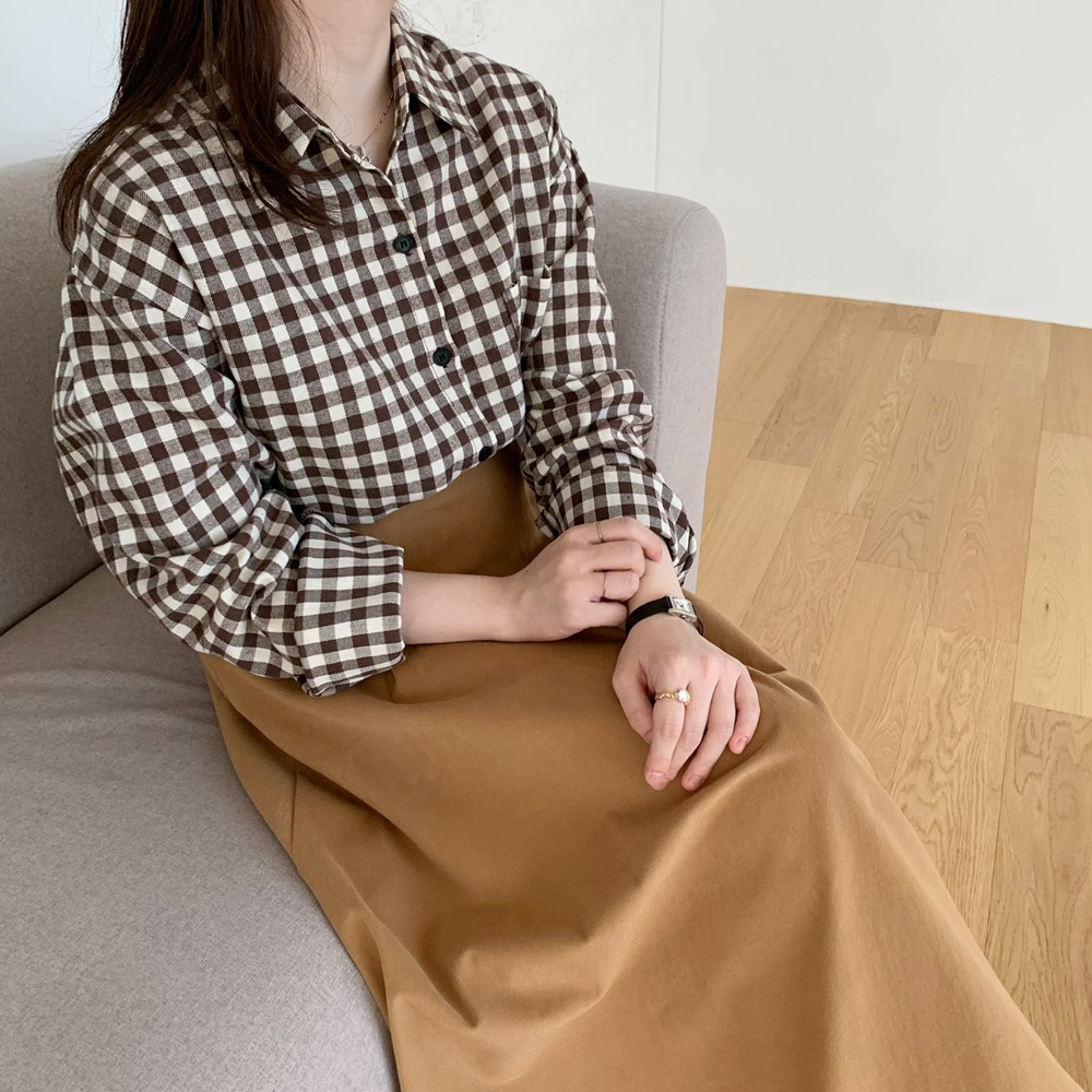 여성 셔츠 피치 기모 여자 체크 남방 가을 겨울 블라우스 간절기룩 오버핏 여성 남방 - 상세 이미지 2