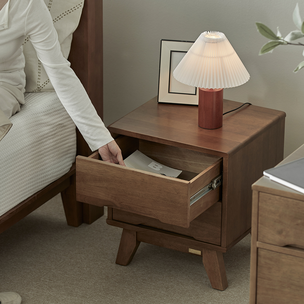 고무나무 원목 로렌 2단 침대 협탁