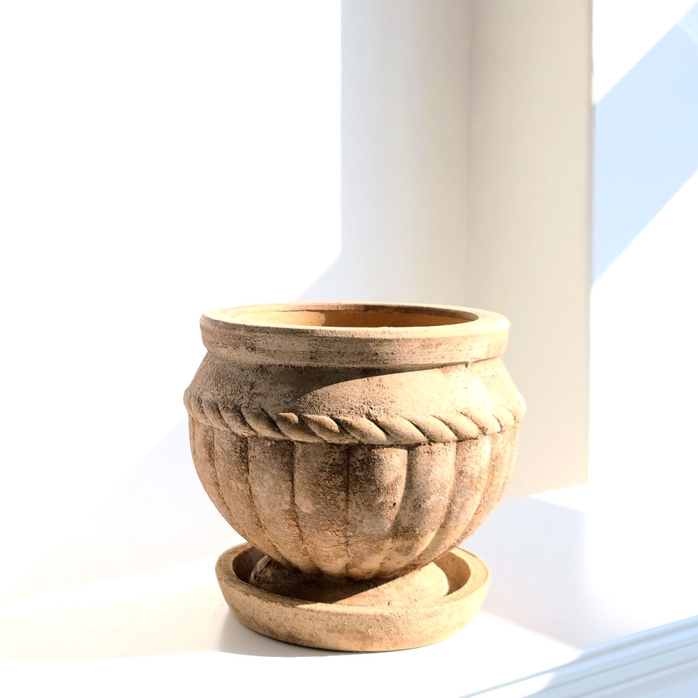 베하몰 테라원 빈티지 아쿠아 토분 TC07 21x18cm 받침셋트 - 메인 이미지