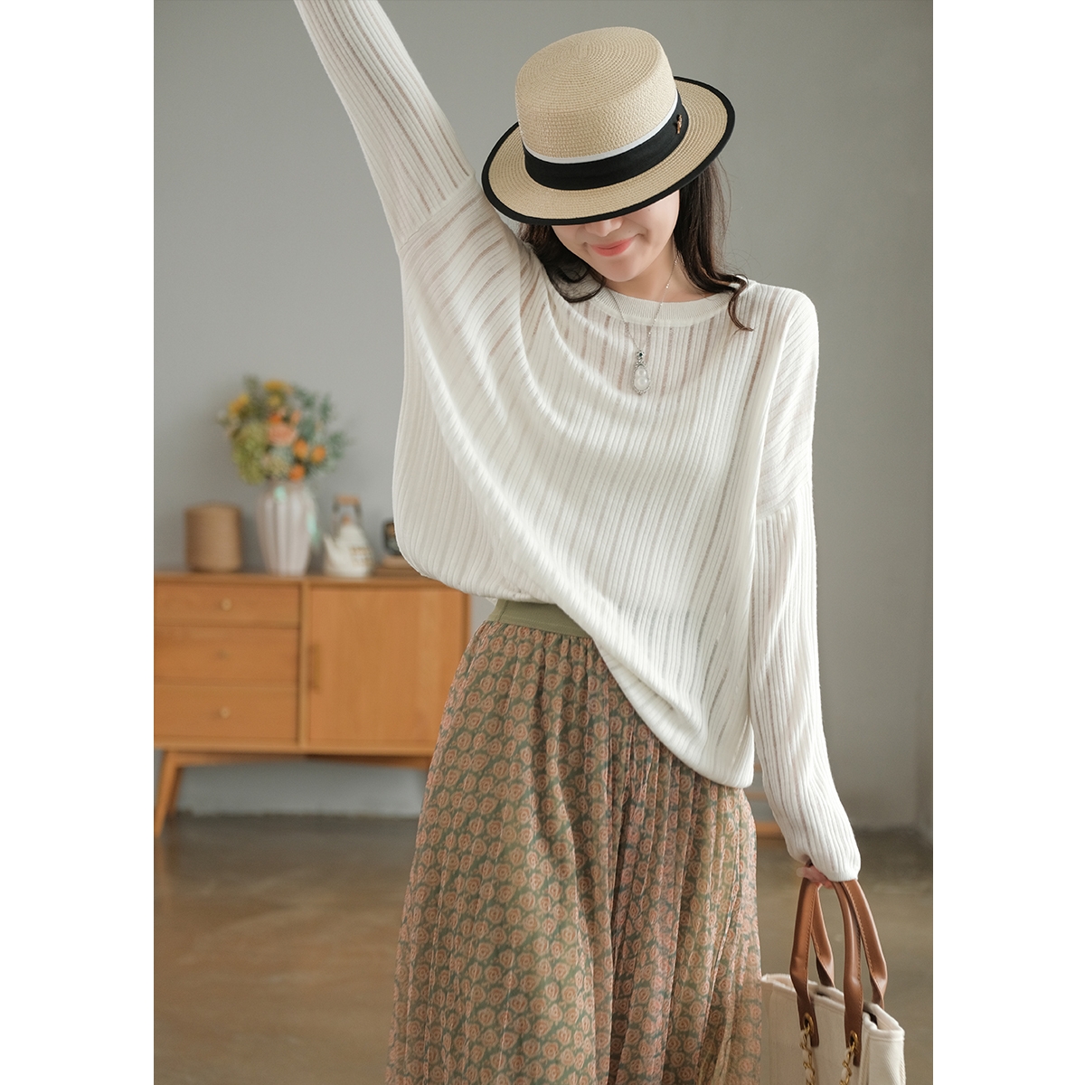 하마마스 가을 루즈핏 니트티 시스루