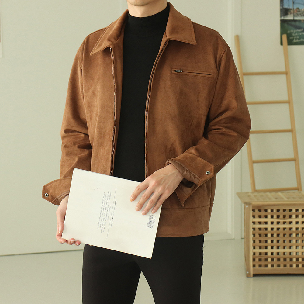 남자자켓 남자 집업 스웨이드 자켓 - 상세 이미지 2
