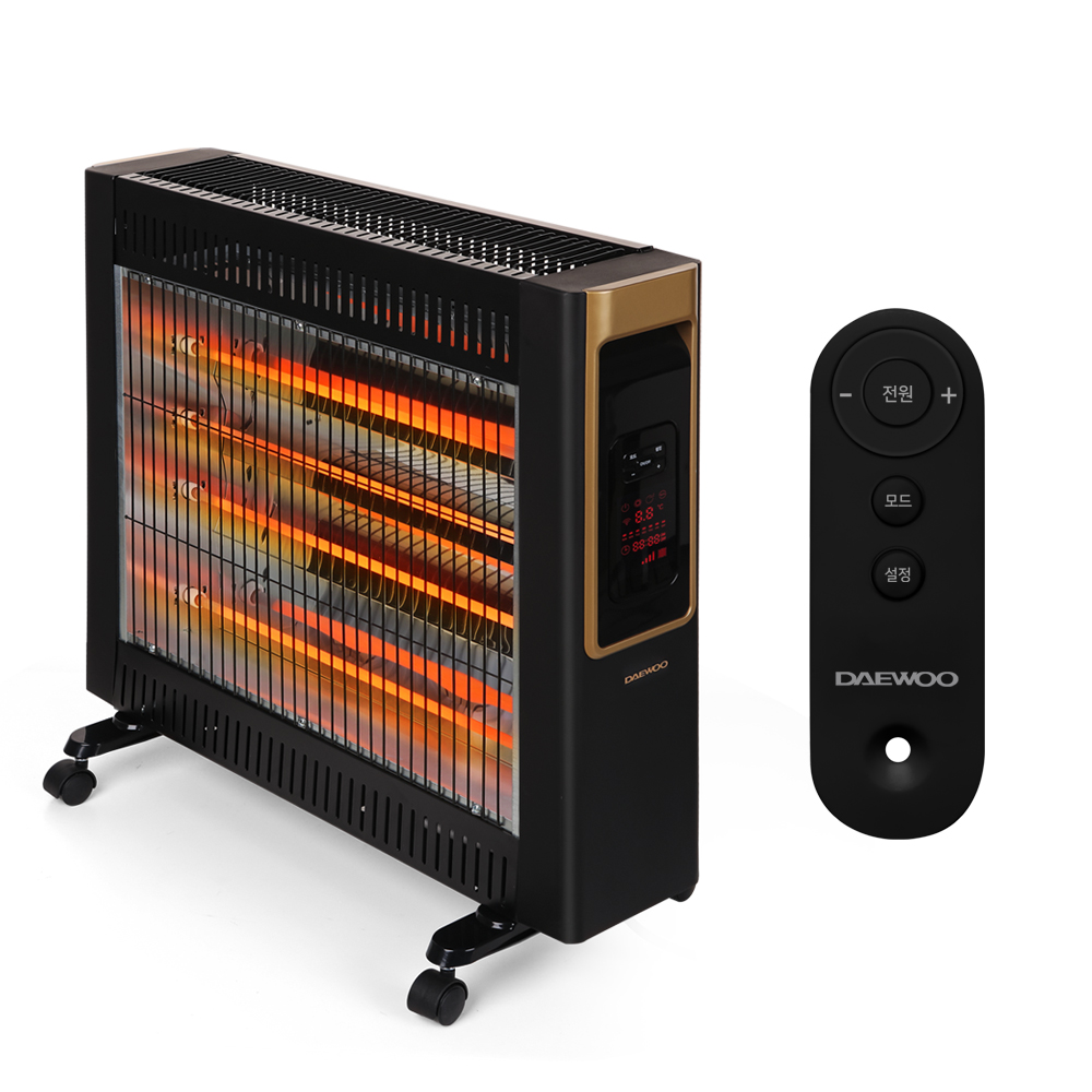 대우 가정용 사무실 전기난로 뉴트로 석영관 4단 리모컨 전기히터 DEH-CQ2200