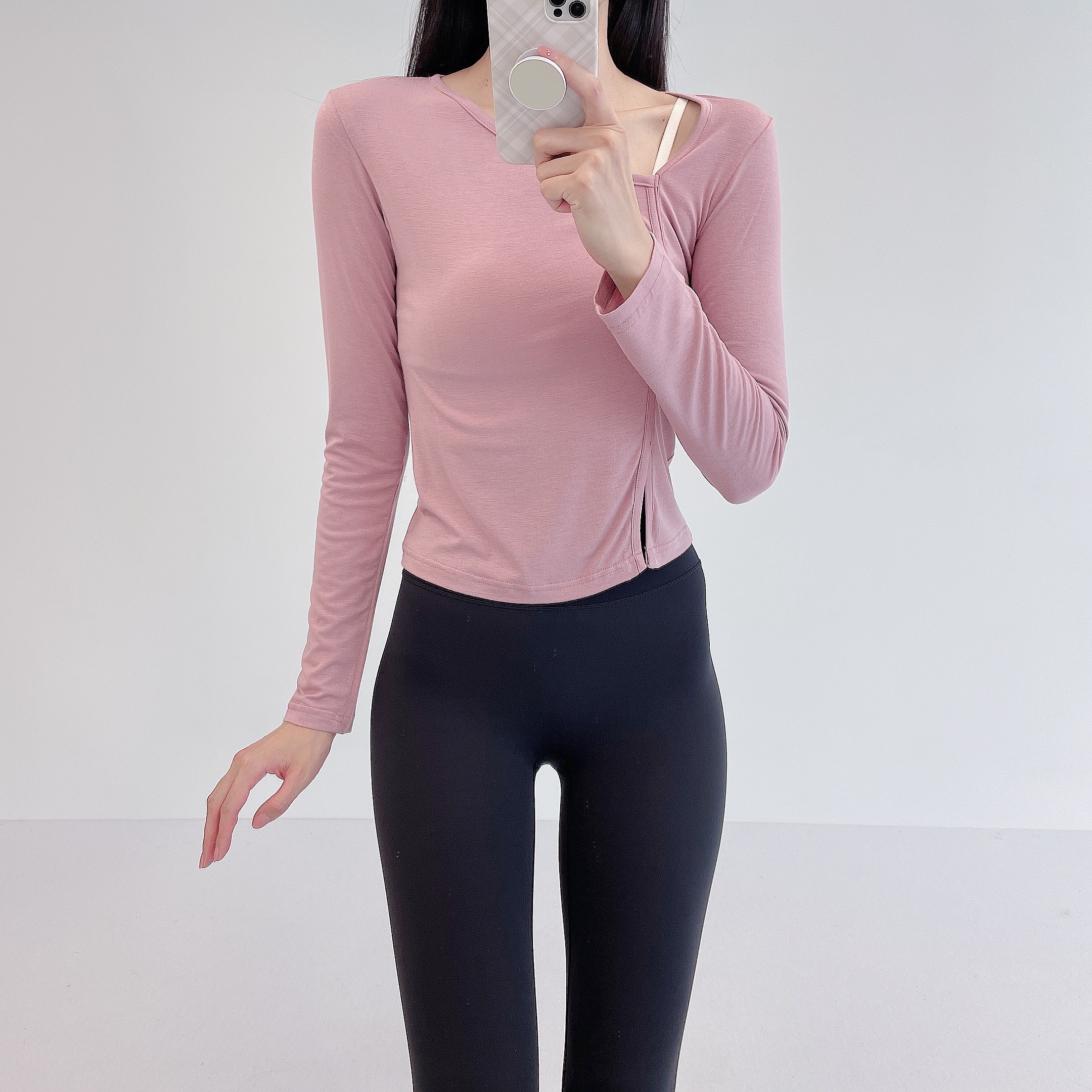 로라벨 고티 필라테스복 요가복 필라테스 상의 옷 커버업 운동복 탑 요가 크롭 긴팔 복장 - 상세 이미지 2