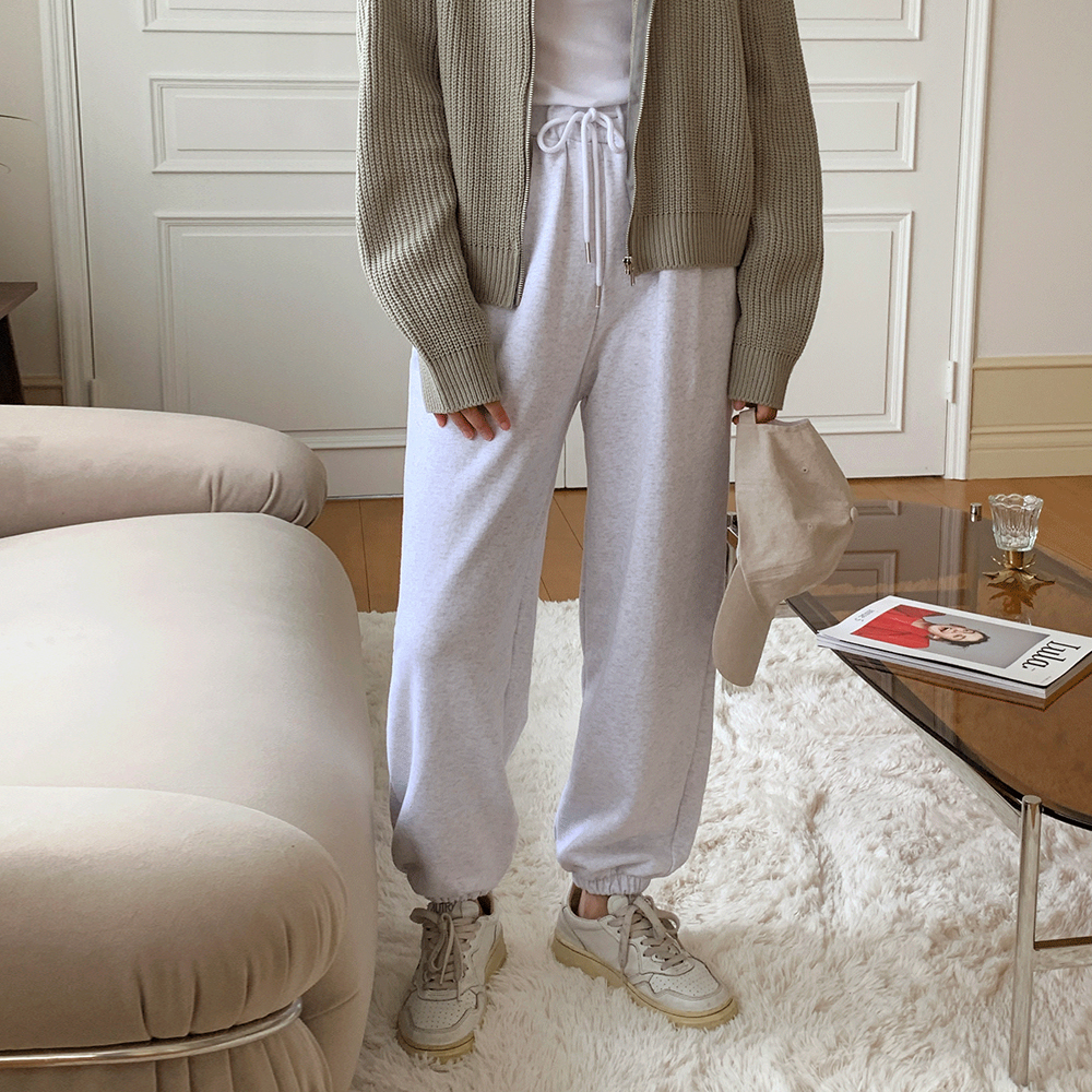 편한 하이웨스트 스트링 일자 밴딩팬츠 여자 배기바지 가을바지 여성 조거팬츠 - 상품 이미지