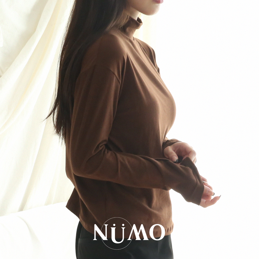 누모 목폴라티 터틀넥 반목폴라 기모 겨울 티셔츠 - 상세 이미지 3