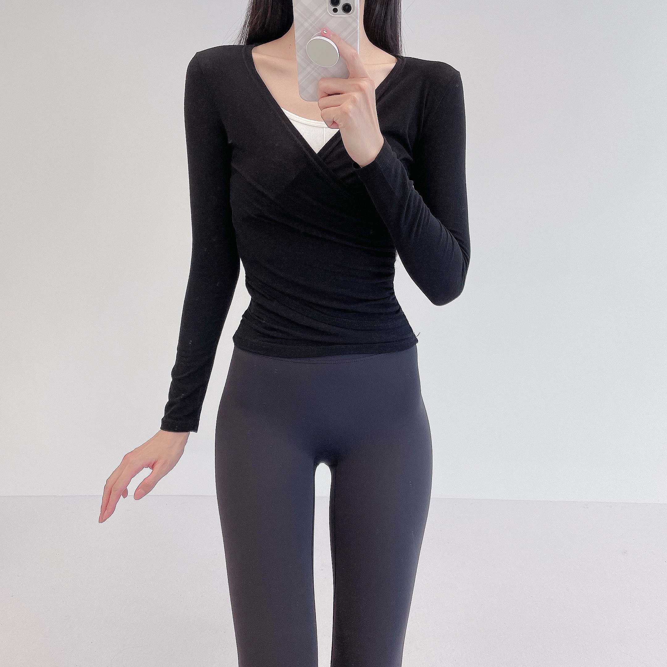 로라벨 그루 필라테스복 여성 요가복 필라테스 요가 상의 옷 커버업 운동복 탑 긴팔 복장 - 상세 이미지 4