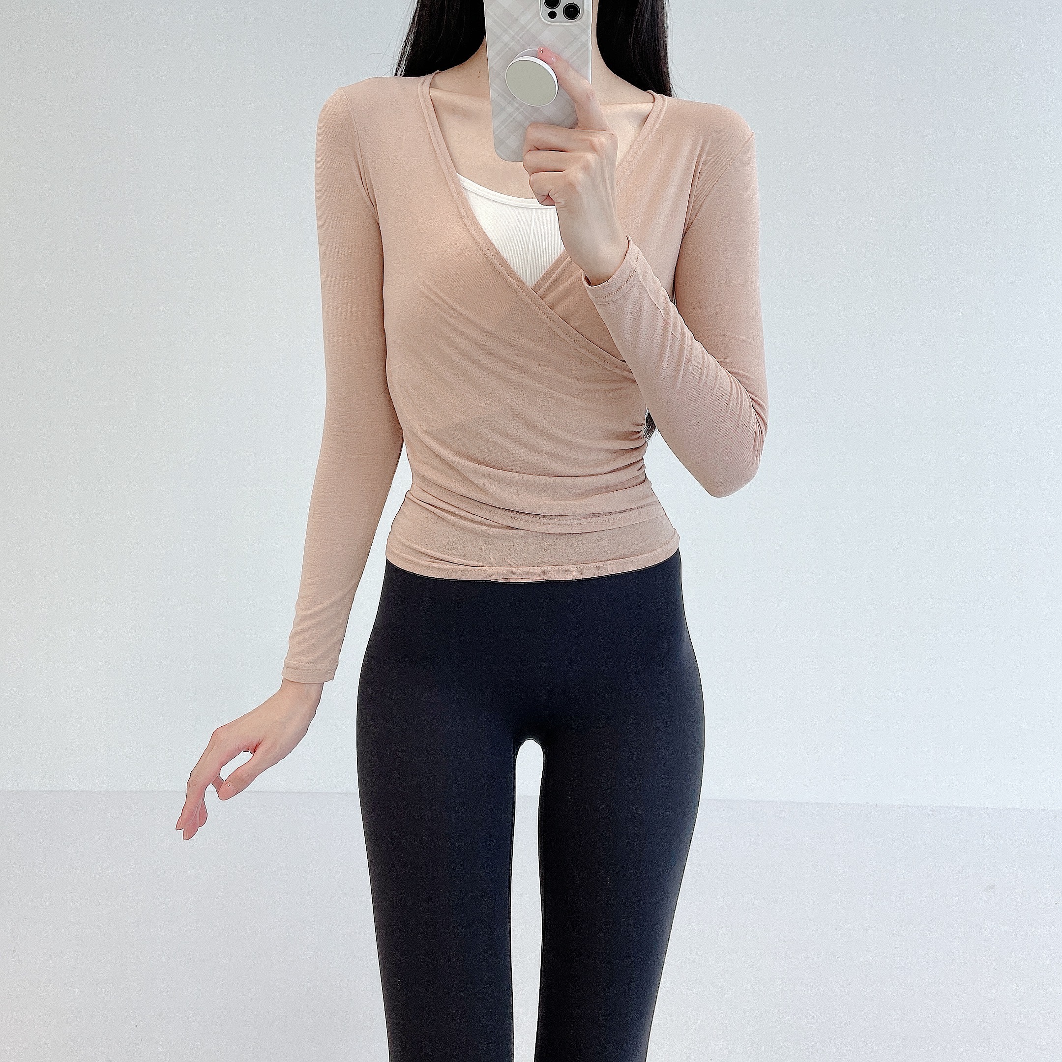 로라벨 그루 필라테스복 여성 요가복 필라테스 요가 상의 옷 커버업 운동복 탑 긴팔 복장 - 상세 이미지 2
