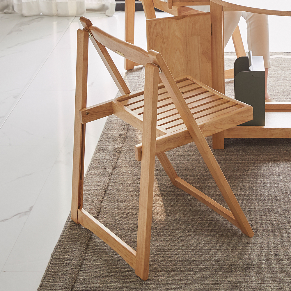 오브유 접이식 고무나무 원목 1인용 식탁의자