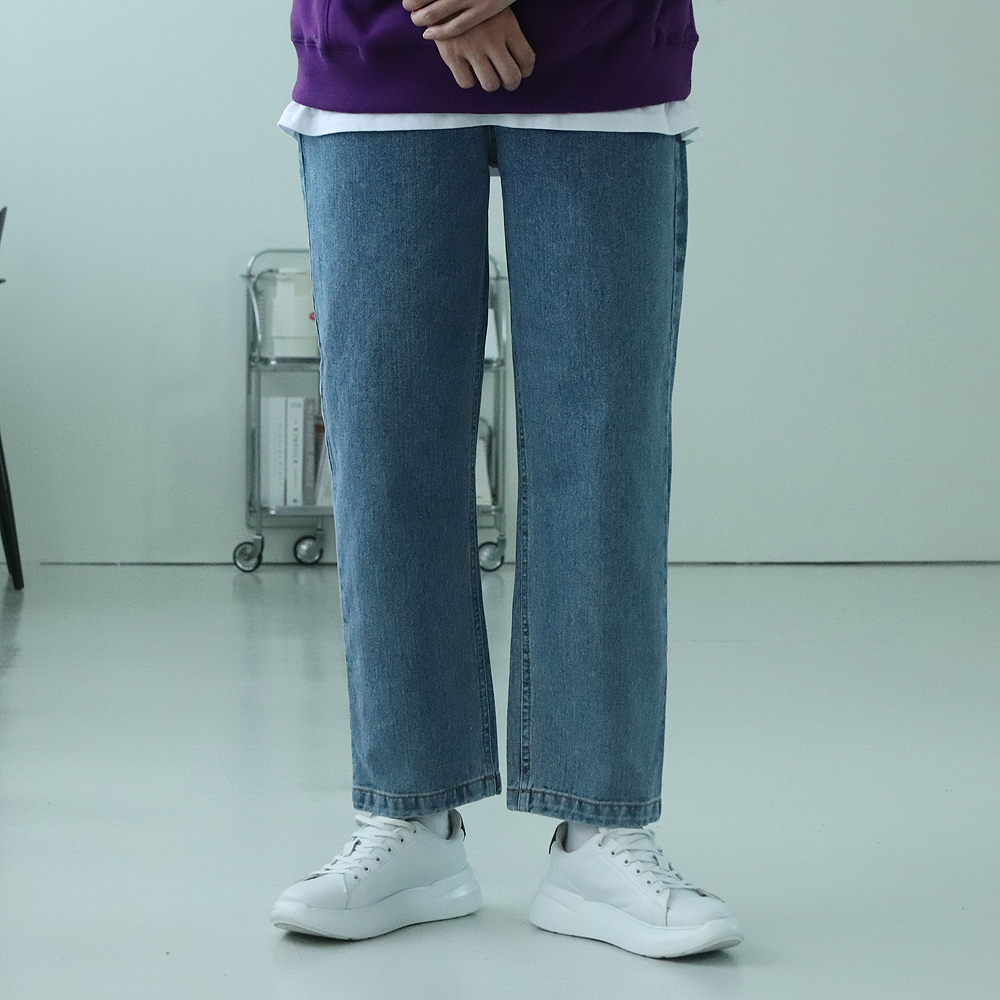 남자와이드청바지 밴딩 통큰바지 빅사이즈 남자와이드팬츠 이미지 2