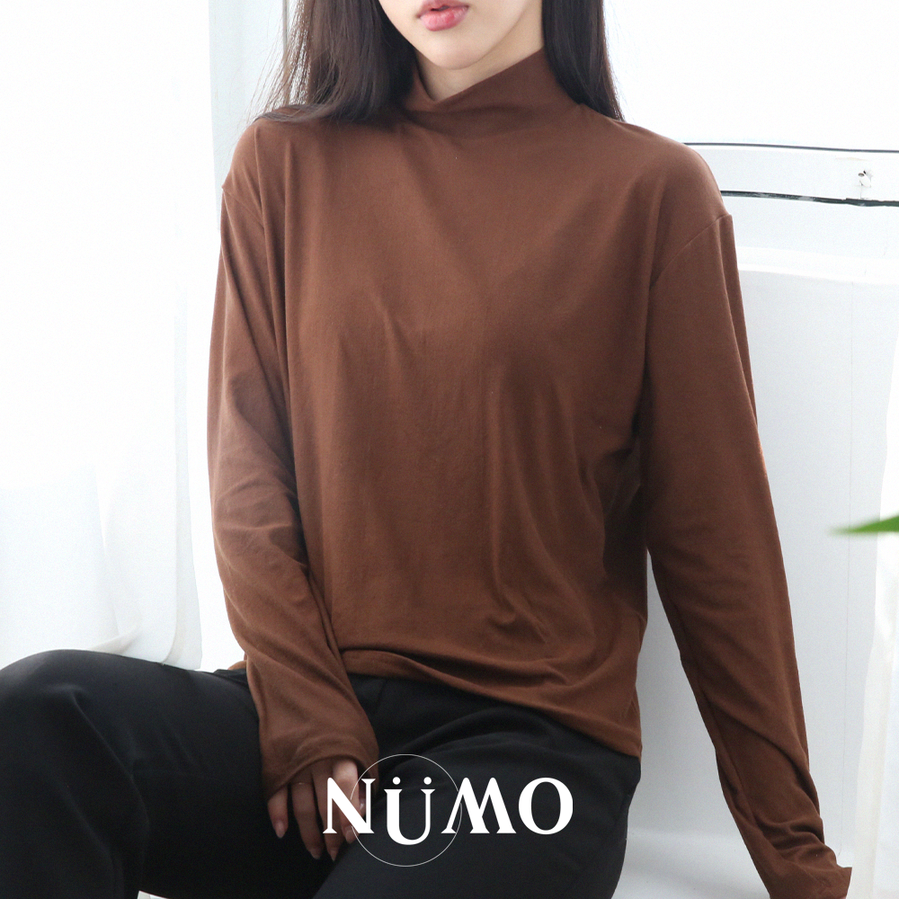 누모 목폴라티 터틀넥 반목폴라 기모 겨울 티셔츠 - 상세 이미지 4