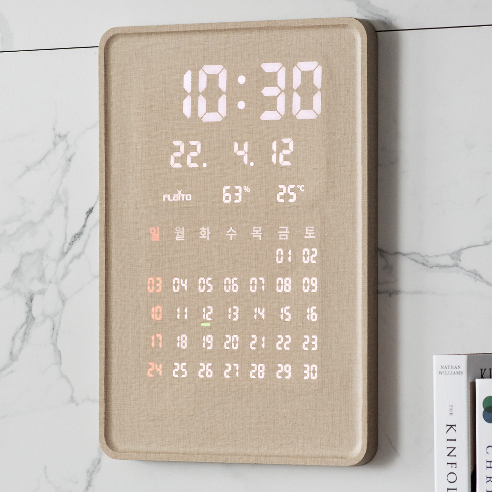 플라이토 전자달력 인테리어 LED 벽시계 사무실 거실 디지털 카렌다 벽걸이시계 포시즌