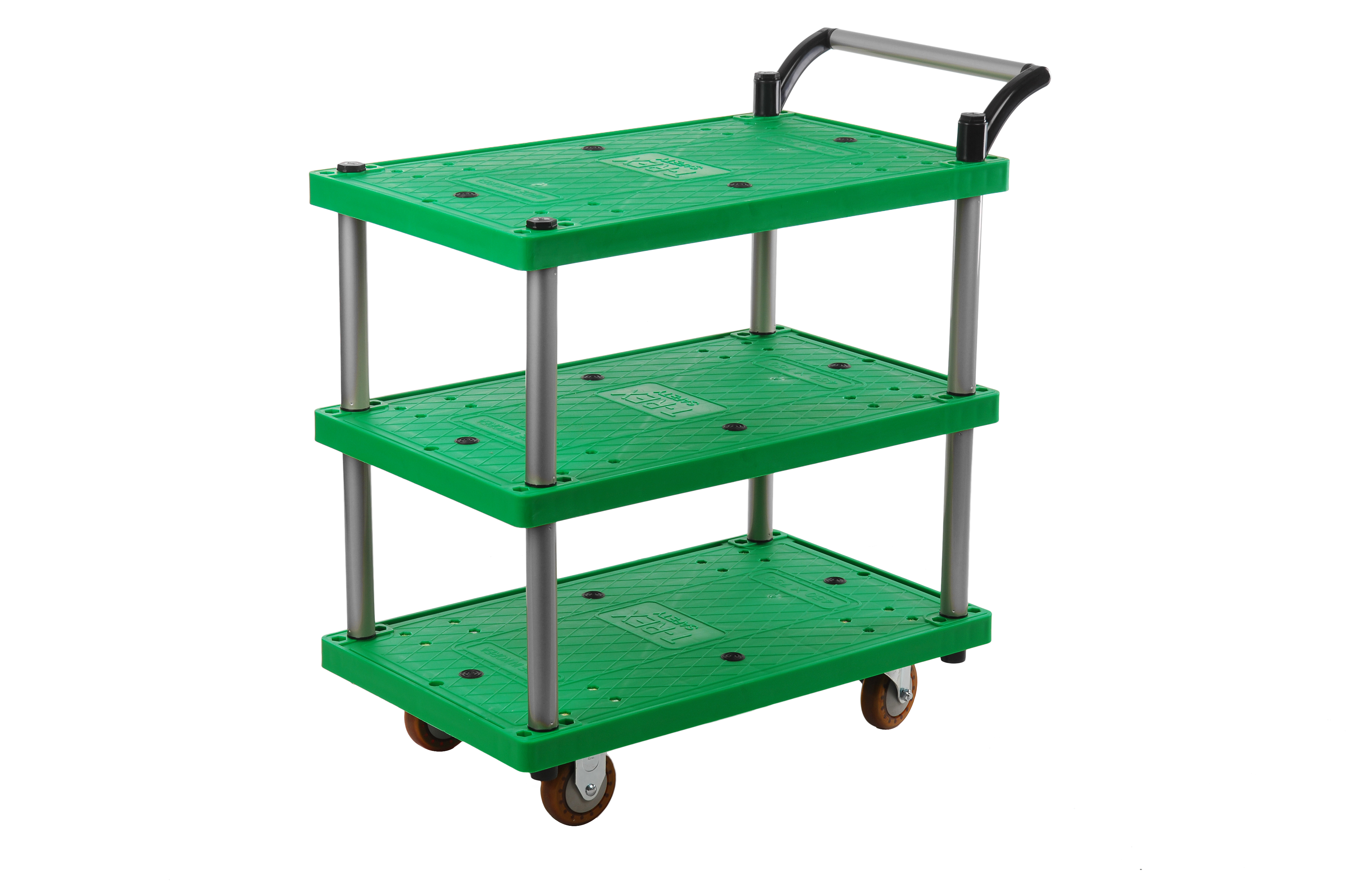 티렉스 카트 대차 구루마 구르마 서빙카트 끌차 밀차 2단 공룡중회전형2개+고정형2개 이미지 2