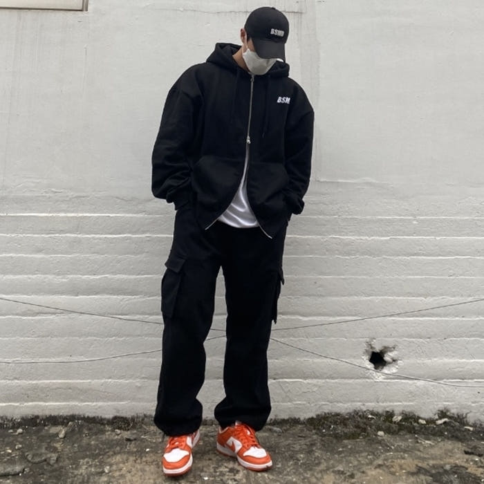 비스트모드 기모 후드집업 착용샷