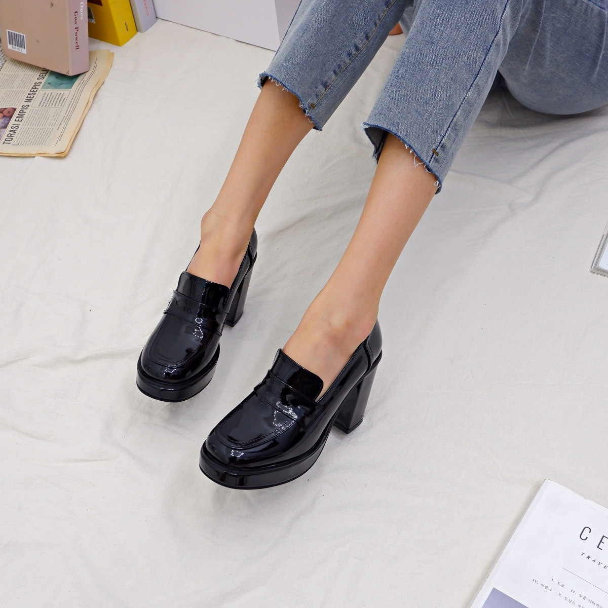 [핏보장✨주문폭주✨] 에나멜 플랫폼 가보시 로퍼힐 펌프스 9cm 상세 이미지 27