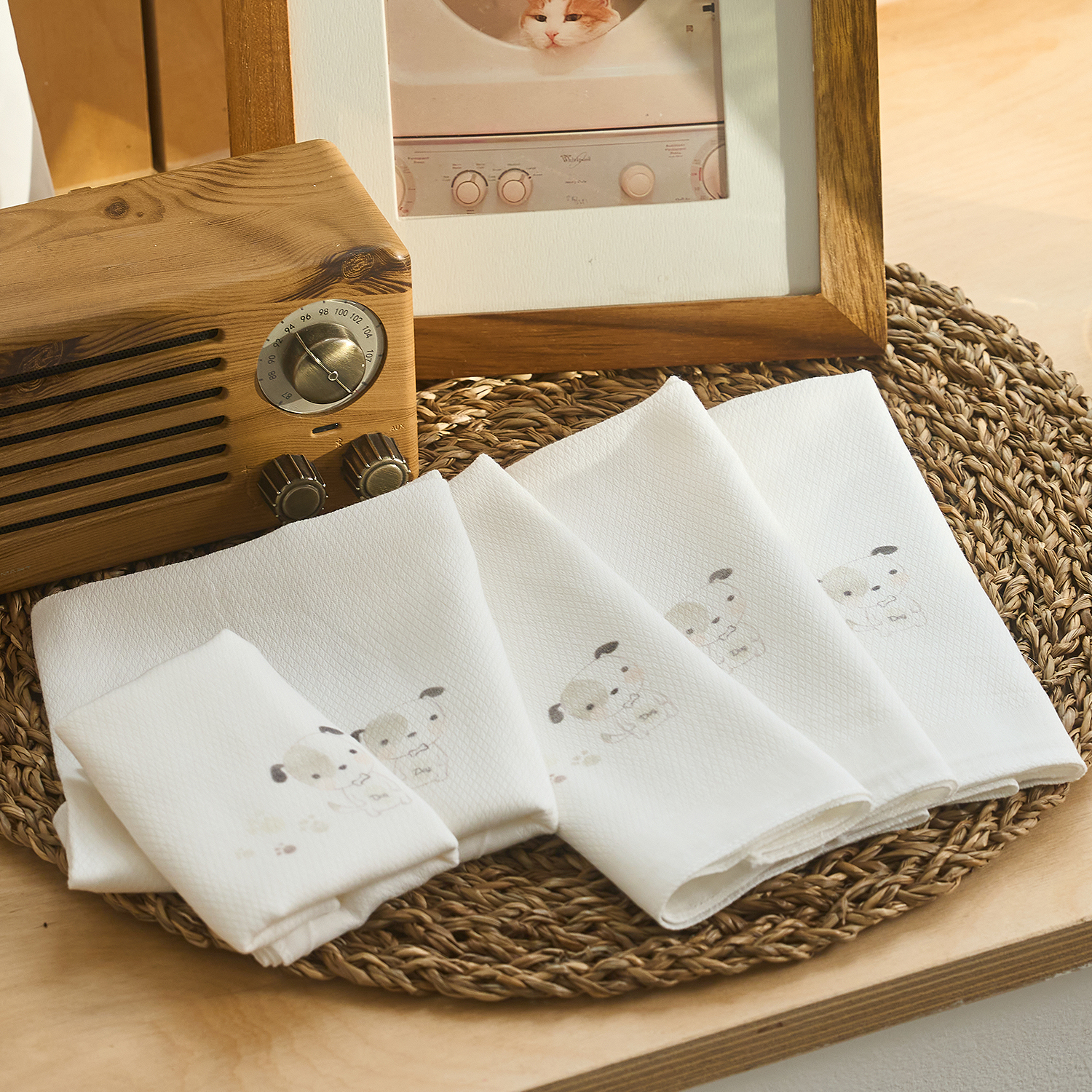 리에또 밤부 엠보 가제 무형광 손수건 아기 신생아 손수건 5장