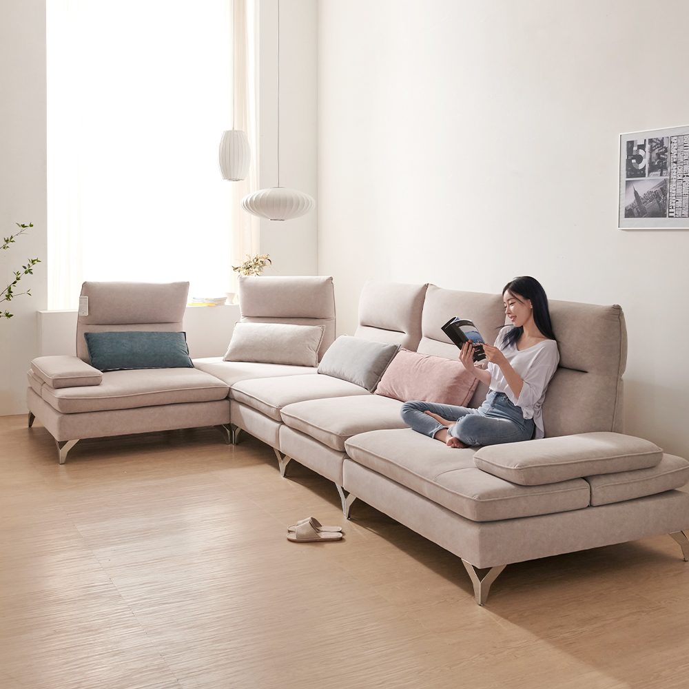 서광퍼니처 가이아 아쿠아텍스 조야 모듈형 스윙 쇼파 sk 연그레이, 6인용