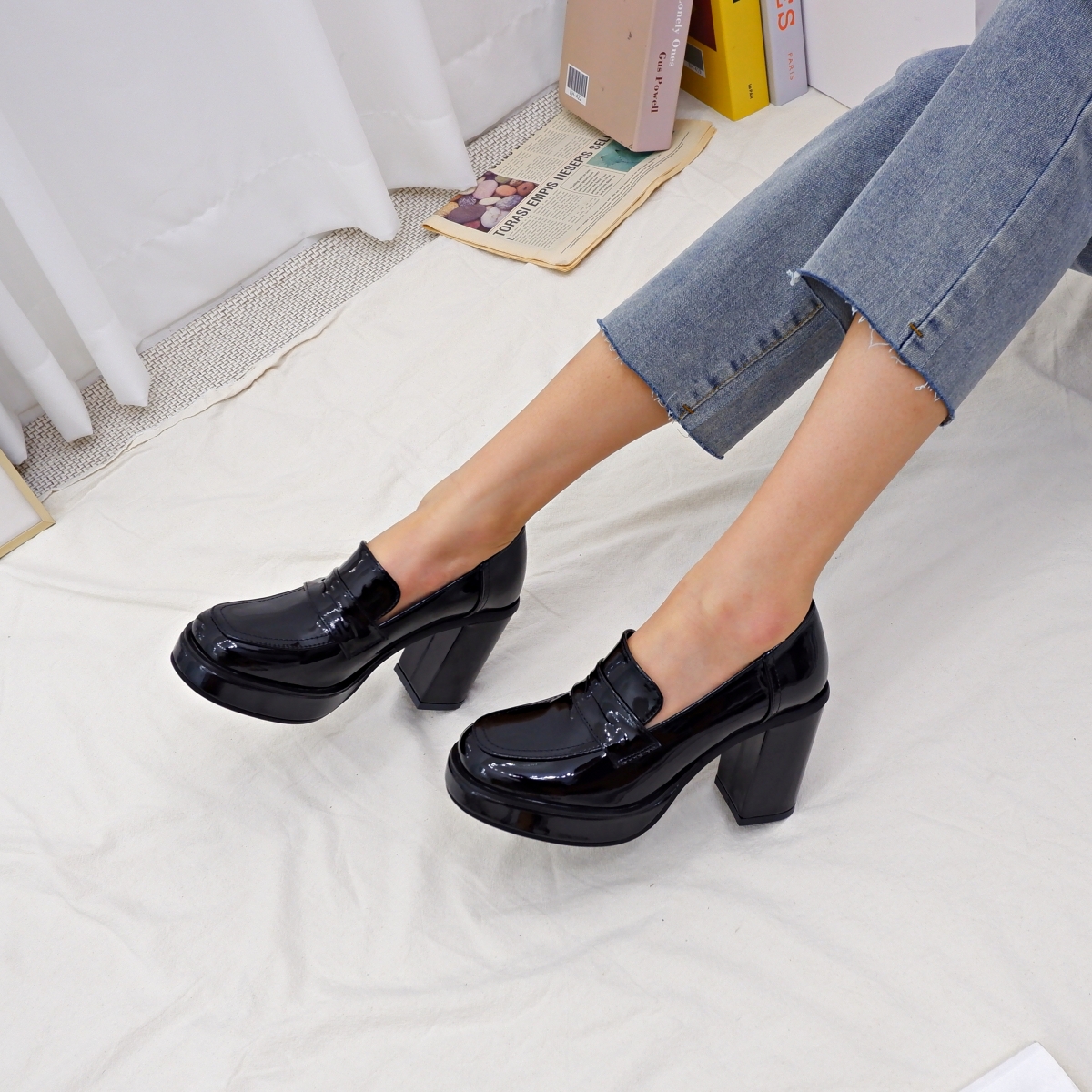 [핏보장✨주문폭주✨] 에나멜 플랫폼 가보시 로퍼힐 펌프스 9cm 상세 이미지 26