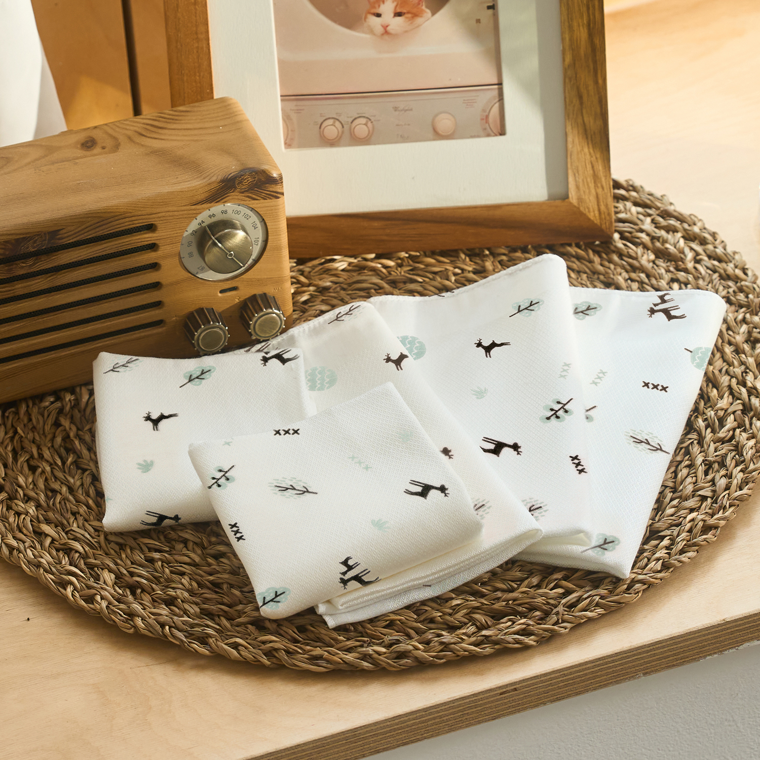 리에또 밤부 엠보 가제 무형광 손수건 아기 신생아 손수건 5장