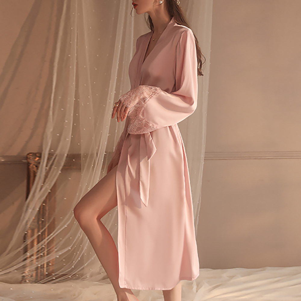 롱 로브가운 여성 골프샤워가운 목욕 실크 슬립웨어