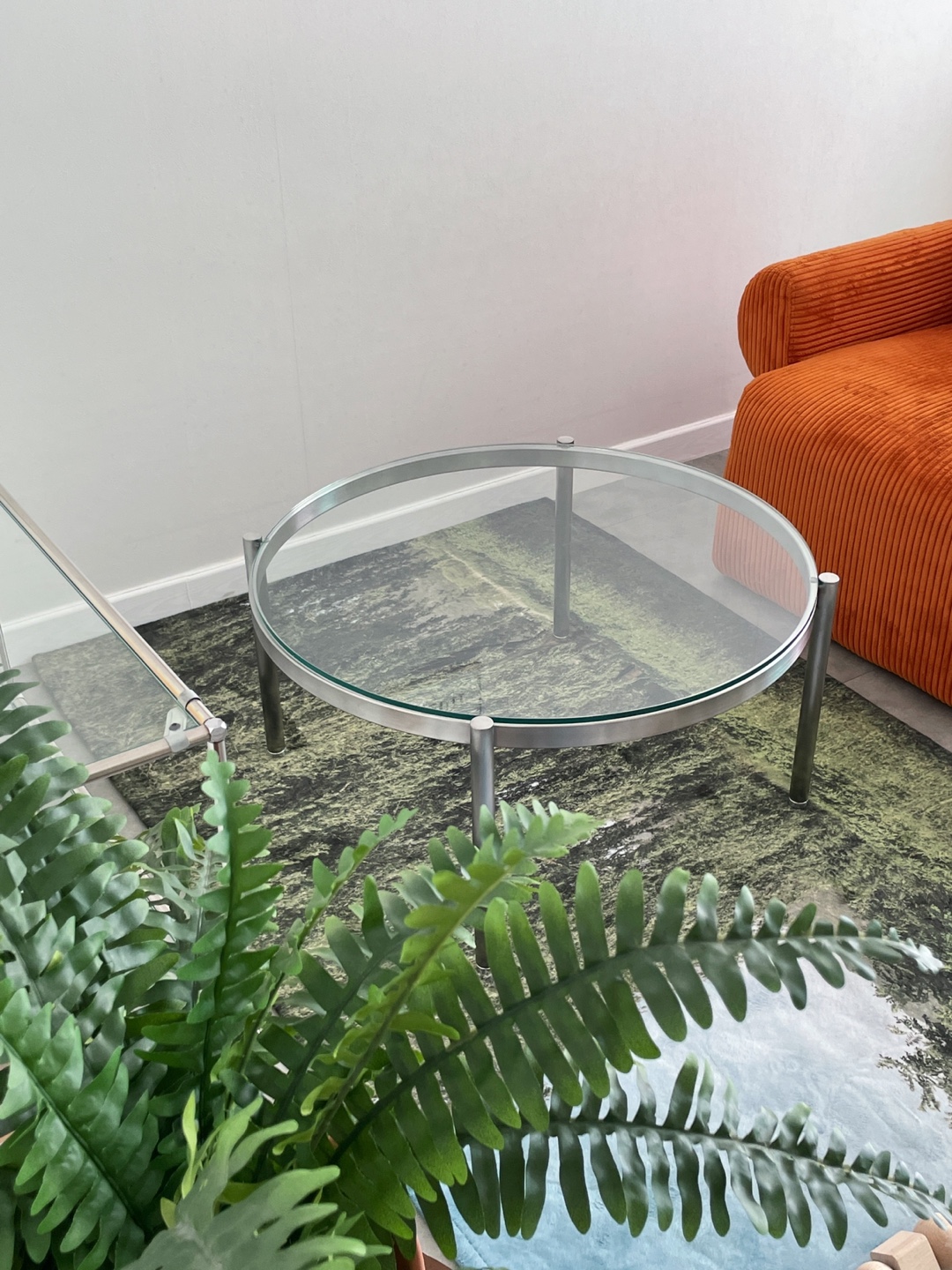 케이지메탈 T 38 원형 밴딩 거실 좌식 소파 유리테이블