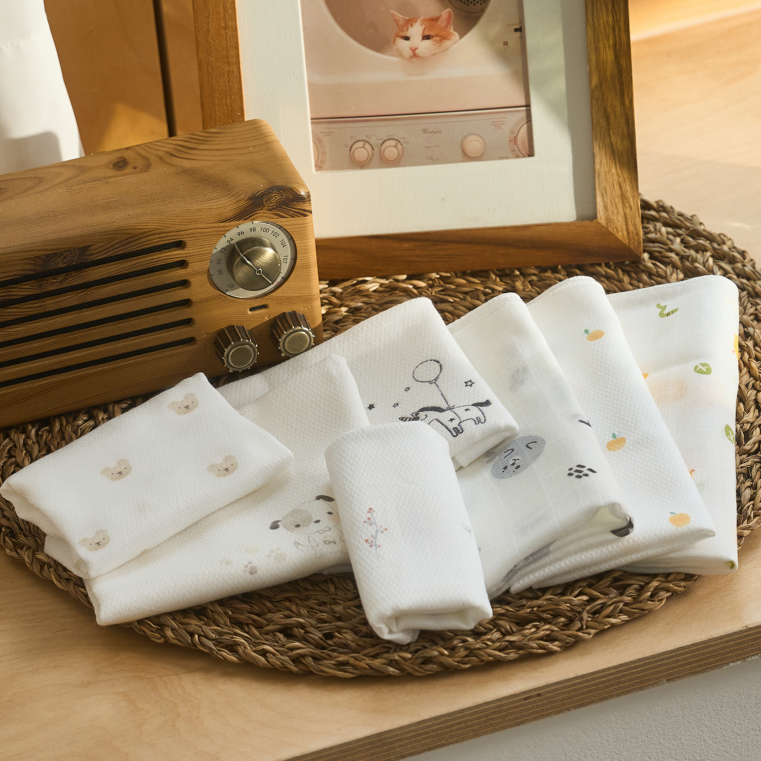 리에또 밤부 엠보 가제 무형광 손수건 아기 신생아 손수건 5장