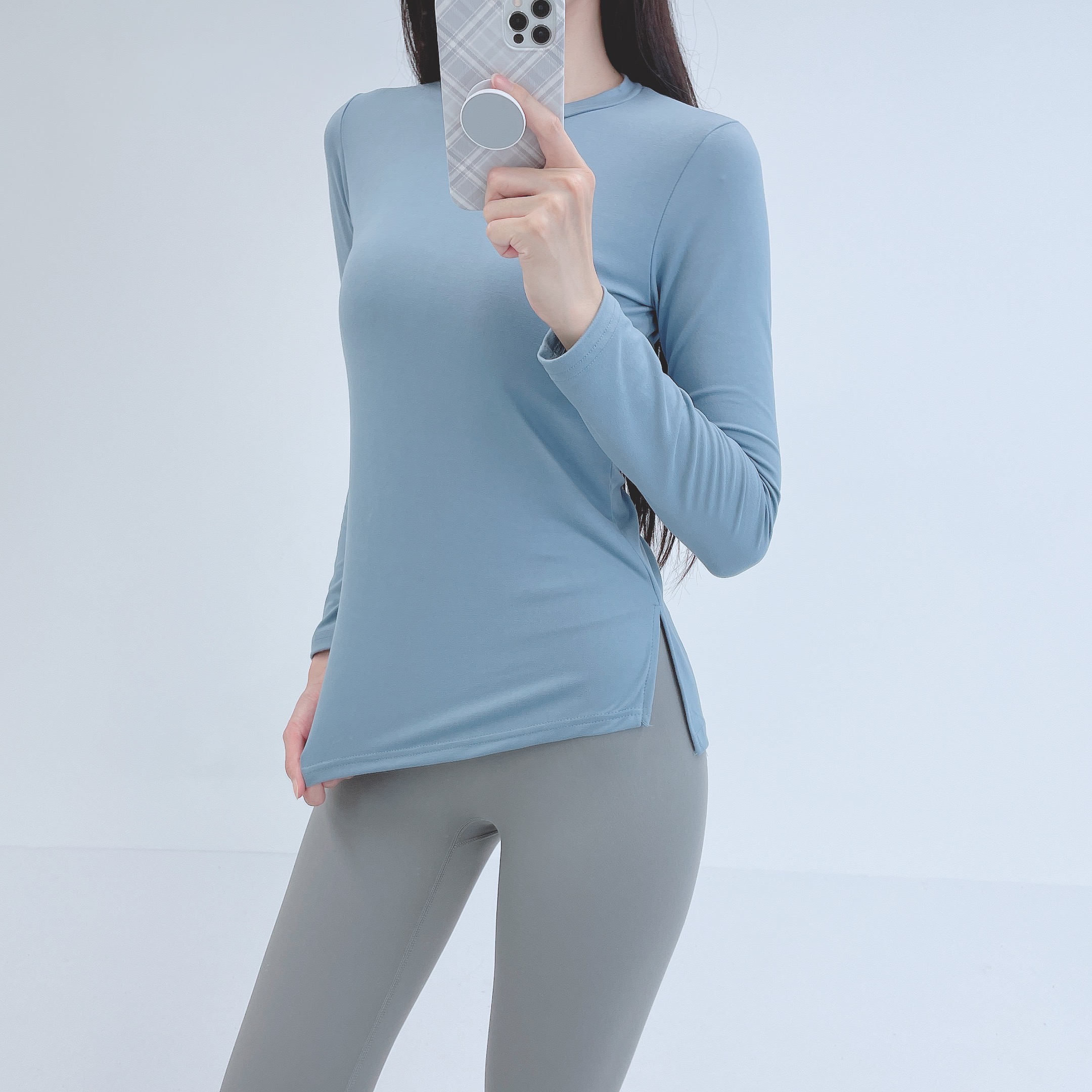 로라벨 잇츠 필라테스복 여성 요가복 필라테스 요가 상의 티셔츠 커버업 운동복 긴팔 복장 - 상세 이미지 3