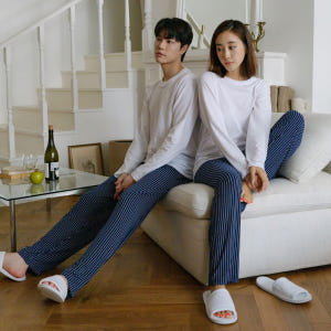 [에이원] 커플잠옷 바지 피치기모 뉴 스트라이프 잠옷 파자마 착용 후기 | 사이즈/핏 총정리 - 상품 이미지 2
