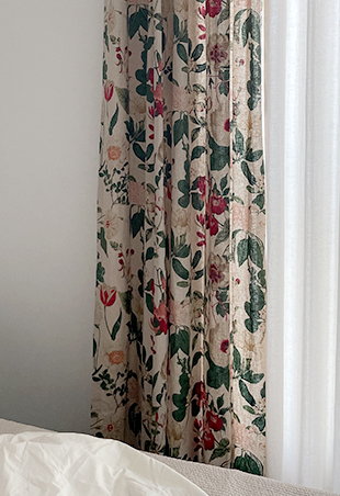 바이아미 린넨 나염 빈티지 핀스타일 맞춤 제작 거실 커튼