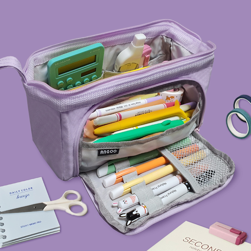 대학생 필통 간편한 휴대성 대용량 파우치 고등학생 중학생 ANGOO 이미지 2