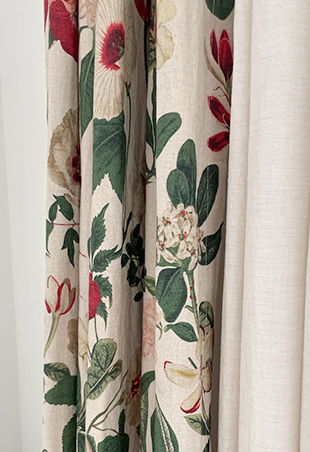 바이아미 린넨 나염 빈티지 핀스타일 맞춤 제작 거실 커튼