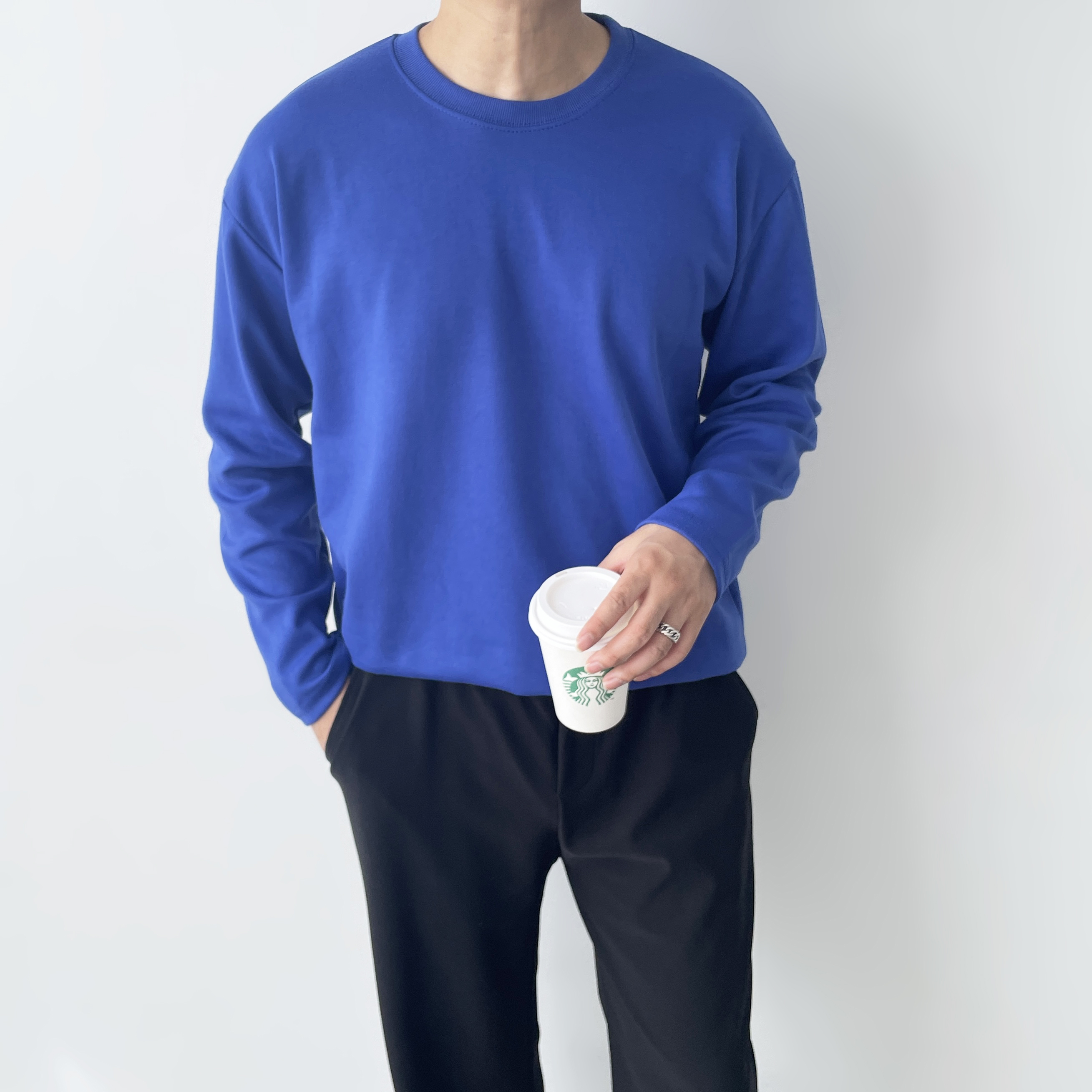 남자레이어드티셔츠 기본 무지티 흰티 - 상세 이미지 4