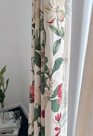 바이아미 린넨 나염 빈티지 핀스타일 맞춤 제작 거실 커튼