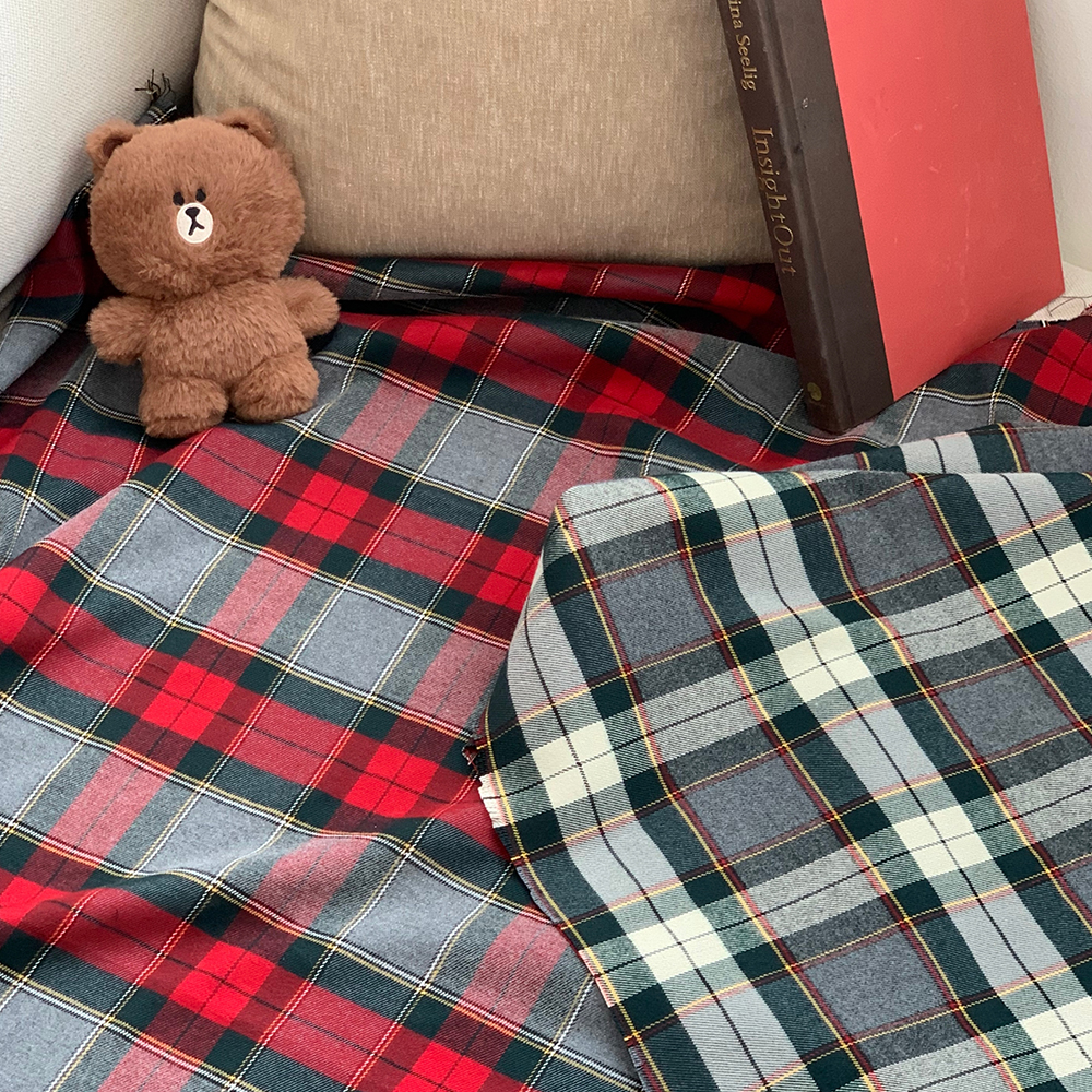 더블유패브릭 폴로체크 가을 겨울 선염 기모 원단 천가게