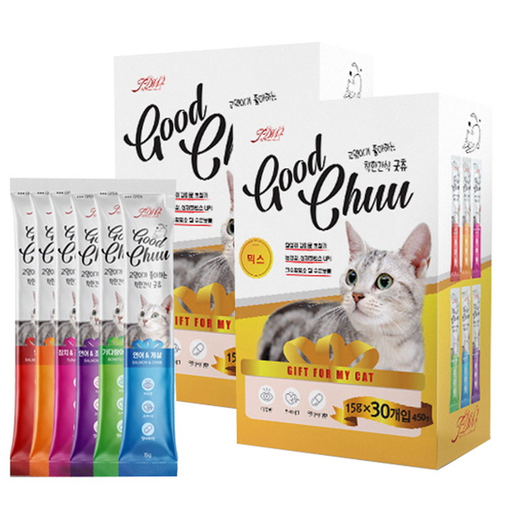 굿츄 고양이 보양식 아기 고양이간식 대용량 짜먹는 영양식 콤보 30개입 - 상품 이미지