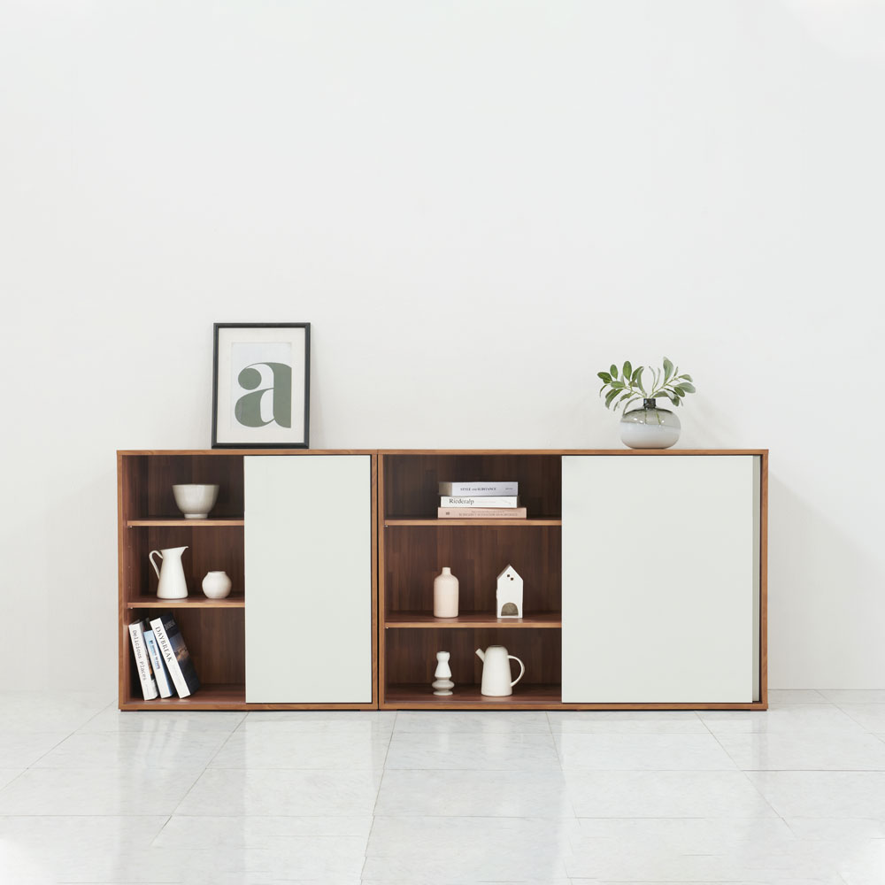 올굿퍼니처 슬라이딩 다용도 수납장 미닫이 틈새 슬림 높은 슬라이드 도어 1200x400x800mm, 3단, 멀바우화이트 - 상세 이미지 5