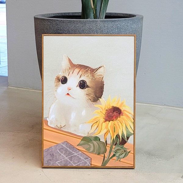 해바라기액자 해바라기그림 고양이그림 카페개업선물 풍수지리인테리어 - 메인 이미지