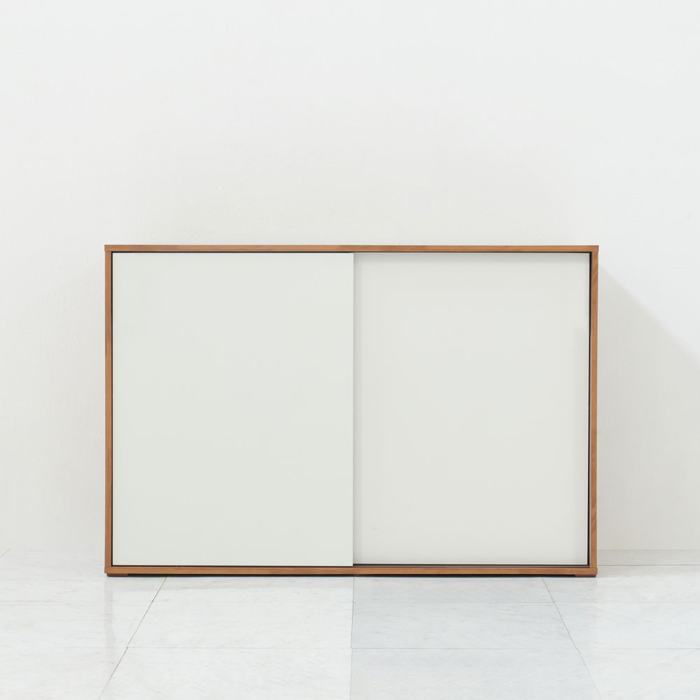 올굿퍼니처 슬라이딩 다용도 수납장 미닫이 틈새 슬림 높은 슬라이드 도어 1200x400x800mm, 3단, 멀바우화이트 - 상세 이미지 2