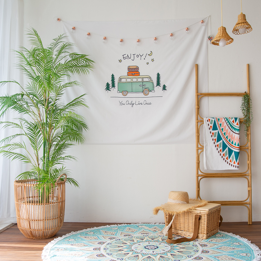 가림막커튼 감성 일러스트 바란스 포스터 공간분리 인테리어