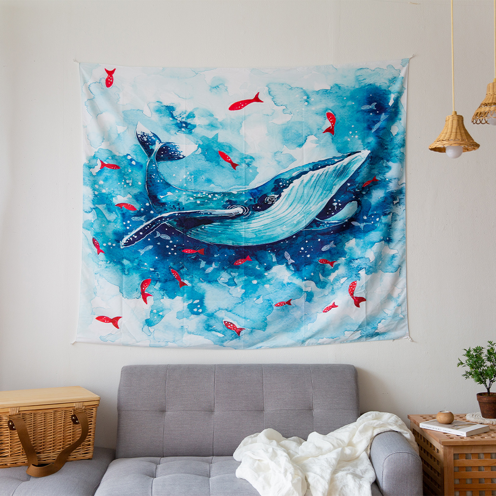 가림막커튼 감성 일러스트 바란스 포스터 공간분리 인테리어