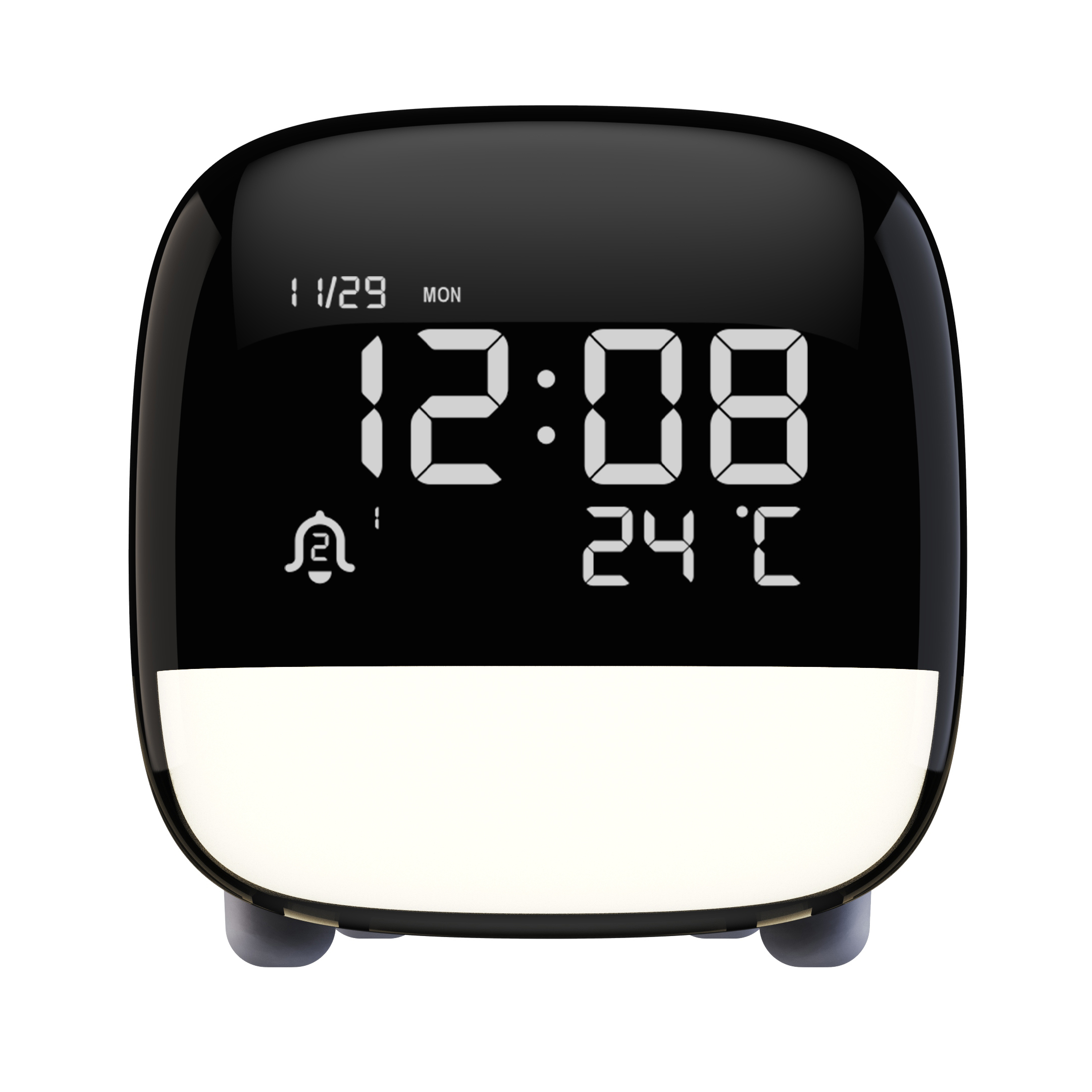 카파 LED 디지털 알람 무소음 탁상시계 충전식 터치라이트