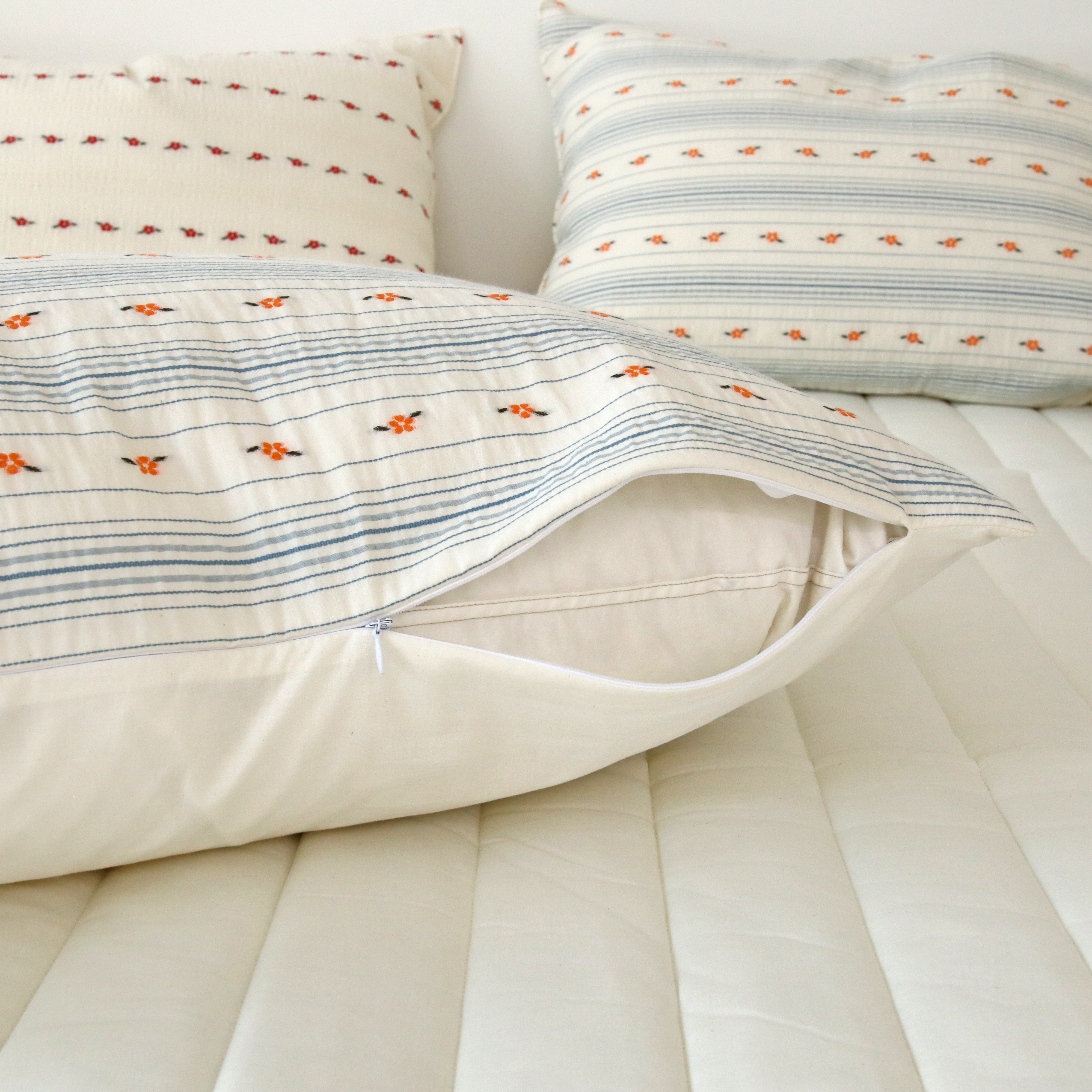 까멜리아 도비코튼 사계절 순면 플라워 베개커버 5070