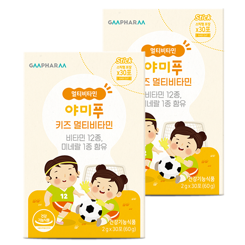 지엠팜 야미푸 키즈 멀티비타민 어린이 아이 미네랄 면역력 아연 비타민B 30포, 2개