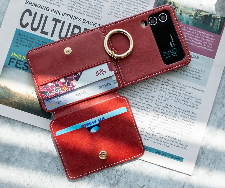 갤럭시 Z플립 케이스 힌지보호 링 카드 수납 레드, 갤럭시Z 플립6 - 상세 이미지 5